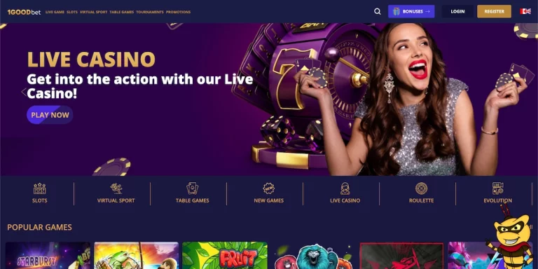 Homepage screenshot of 1GoodBet casino