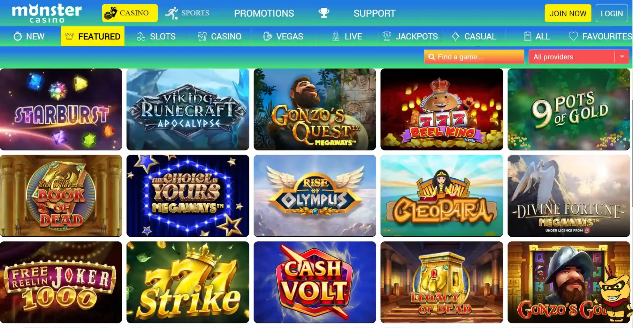 Favorite Games At Monster Casino